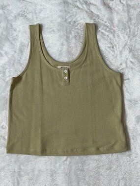 Madewell Button Light Olive Tank Top - Size SM